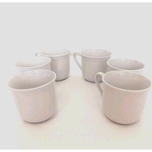 Vtg Set of 6 Gibson Everyday White Beaded 6oz Tea Cups Small Coffee Mugs 3" Tall